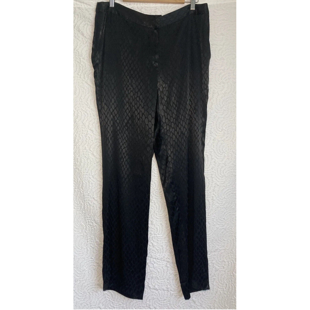 Alfani NWT Womens safari Metallic Black Shiny print comfort Dress Pants Size 12